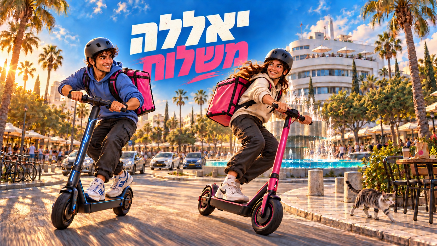יאללה משלוח — שני שליחים בכיכר דיזנגוף